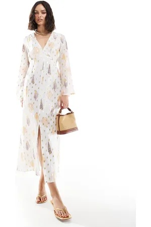 Never Fully Dressed Vestido largo color con mangas globo de -Blanco