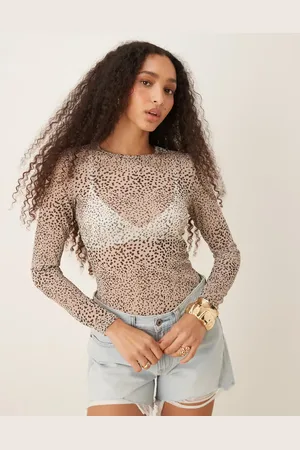 AWARE Top con estampado de lunares monocromáticos de punto fino de -Neutro