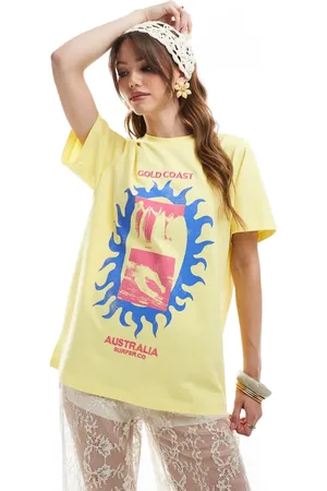 ASOS Camiseta amarilla de corte estándar con bordado gráfico "Gold Coast" de