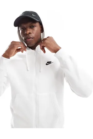 Nike Sudadera blanca con capucha y cremallera de felpa de Club