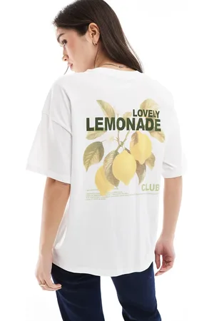 ONLY Camiseta extragrande con estampado de limón de -Blanco