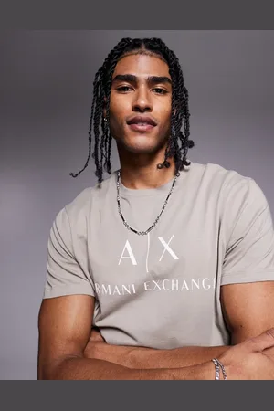 Armani Exchange Camiseta beis de corte slim con logo en el pecho de -Neutro