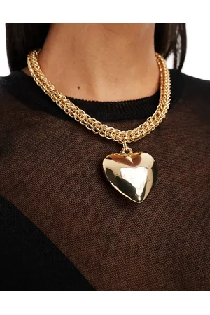 ASOS Collar de cadena texturizado con colgante de corazón abullonado de