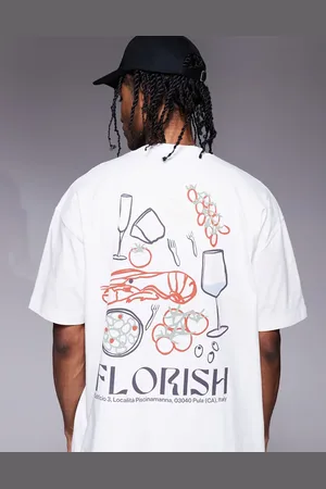 ASOS Camiseta blanca extragrande con estampado gráfico de -Blanco