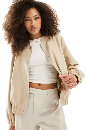 VILA Chaqueta bomber beis melange de -Beis neutro