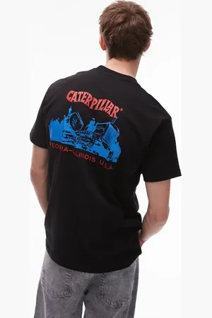 Caterpillar Camiseta negra con estampado trasero de WWR