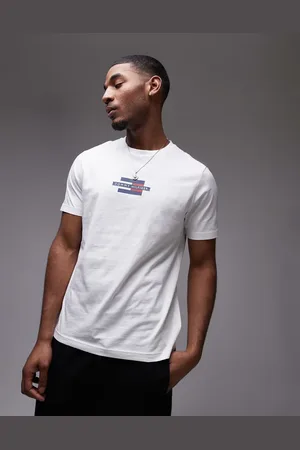 Tommy Hilfiger Camiseta blanca con logo cuadrado de bandera de