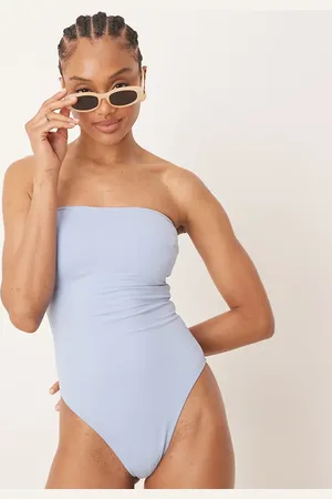 ASOS Bañador liso con relleno y escote palabra de honor Maya de ASOS DESIGN Tall