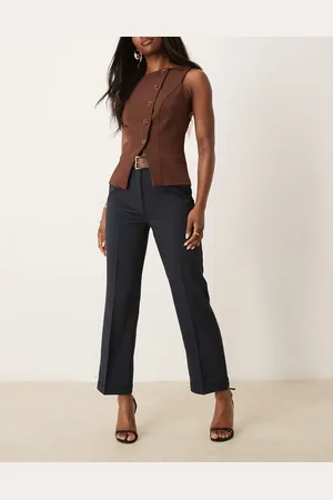 ASOS Pantalones de sastre de corte recto slim con cinturón de -Sin color