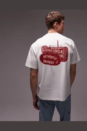 Caterpillar Camiseta blanca con estampado trasero de WWR