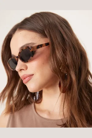 ASOS Gafas de sol color crema efecto ovaladas de montura fina de -Marrón