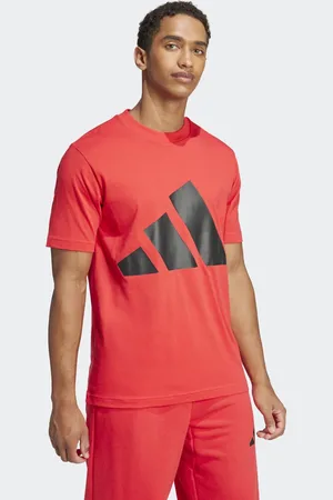 adidas Camiseta rojo rubí y negra con logo grande Essentials de
