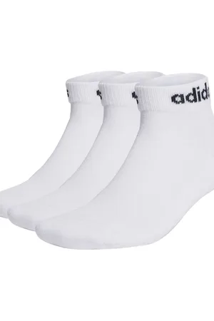 adidas Pack de 3 pares de calcetines tobilleros blancos y negros Linear Cushioned de