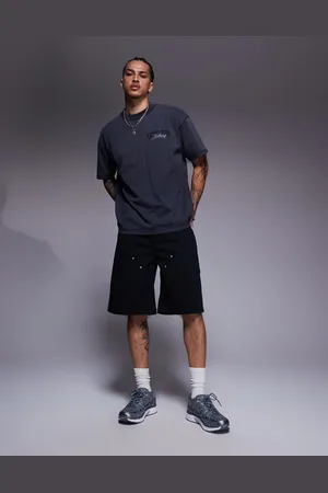 ASOS Pantalones cortos negros de corte alargado y estilo carpintero de