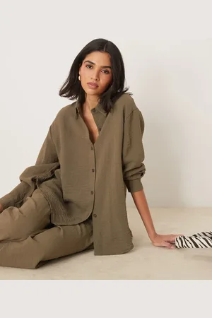 ASOS Camisa de manga larga con abertura en la espalda de (parte de un conjunto)-Verde