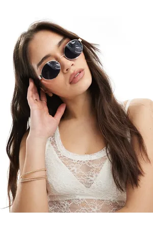 Monki Gafas de sol doradas retro ovaladas de metal de
