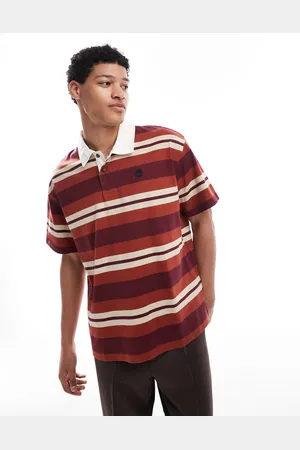 Timberland Polo rojo a rayas de estilo rugby de -Marrón