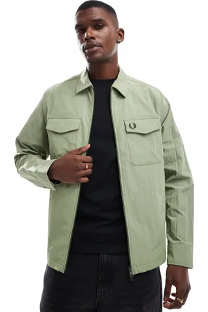 Fred Perry Sobrecamisa verde con cremallera de