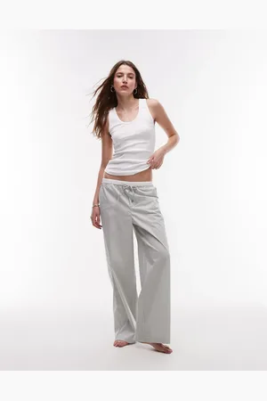 MANGO Pantalones de pijama a rayas azules de pernera ancha de sirsaca de