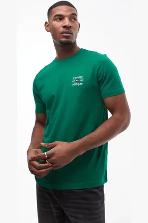 Tommy Hilfiger Camiseta verde con logo apilado de