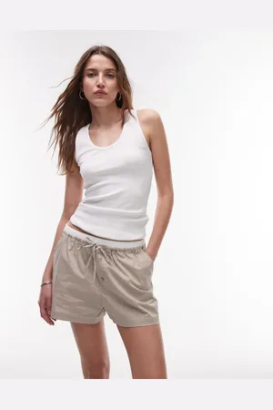 MANGO Pantalones cortos de pijama a rayas marrones de sirsaca de