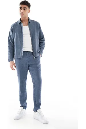 New Look Pantalones azul marino a rayas de mezcla de lino de (parte de un conjunto)