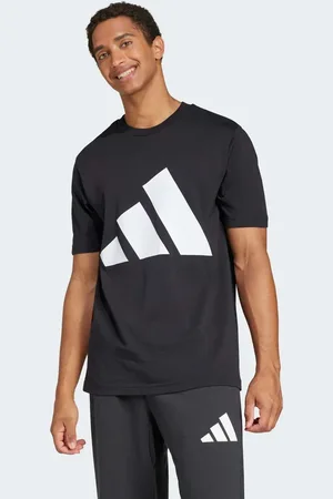 adidas Camiseta negra y blanca con logo grande Essentials de -Negro