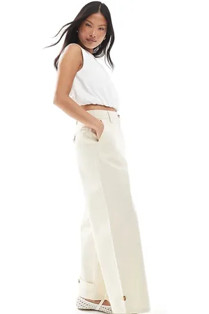 ASOS Pantalones lavado de corte barrel con detalle de trabillas de Petite-Multicolor
