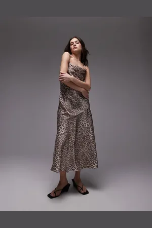& OTHER STORIES Vestido lencero largo de tirantes con espalda escotada y estampado de leopardo de -Marrón