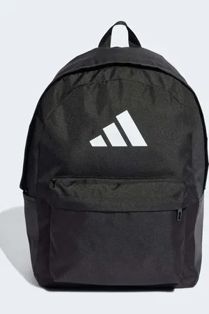 adidas Mochila negra y blanca clásica con logo de 3 bandas de -Negro