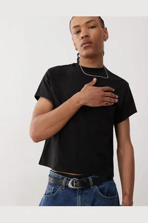 Reclaimed Camiseta corta negra de corte cuadrado slim de