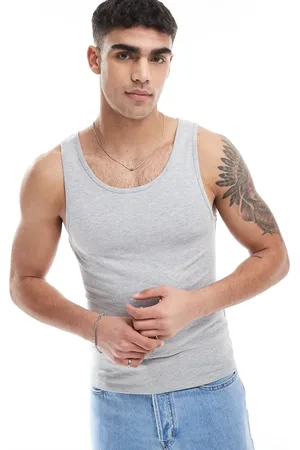 ASOS Camiseta gris jaspeado de tirantes ajustada de