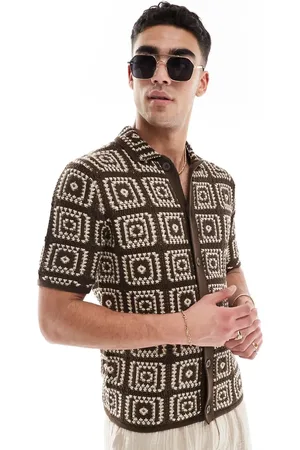 Only & Sons Camisa marrón de croché de