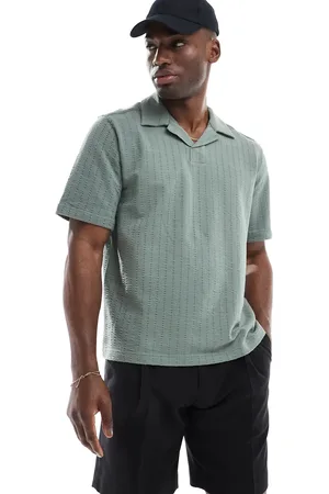 Only & Sons Polo verde salvia con cuello abierto de sirsaca de -Blanco