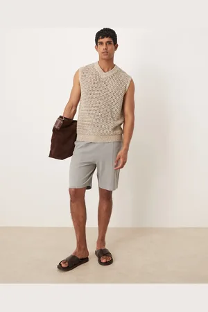 ASOS Pantalones cortos grises de corte slim de piqué de
