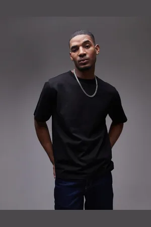 ARKET Camiseta negra extragrande de tejido grueso de punto liso de