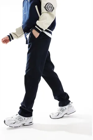 French Connection Pantalones azul de pernera slim de pana de French Connection