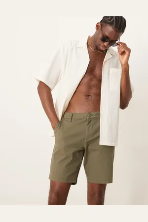 ASOS Pantalones cortos chinos caquis de corte slim y largo estándar de -Verde