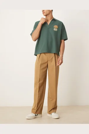 ASOS Pantalones de vestir color de pernera ancha con pinzas invertidas de -Marrón