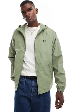 Fred Perry Chaqueta verde ligera con capucha Taslan de