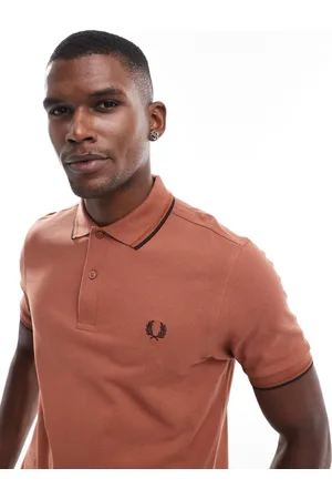 Fred Perry Polo color óxido con ribete doble de -Naranja