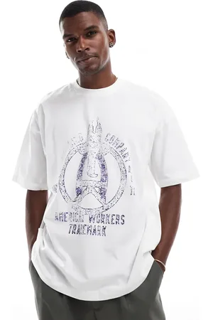 ASOS Camiseta blanca extragrande con estampado gráfico universitario de -Blanco