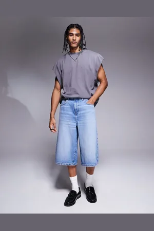 ASOS Pantalones cortos vaqueros de corte alargado con de