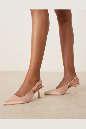 Be Mine Zapatos rosa rubor destalonados de tacón con detalle de lazo de satén Almeria de