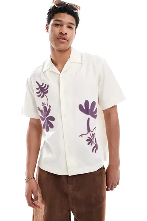 Only & Sons Camisa blanco hueso suelta con bordados de