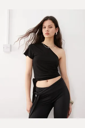 Lioness Top ceñido asimétrico con lazada lateral y diseño de doble capa de (parte de un conjunto)