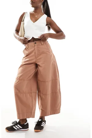 ASOS Pantalones color óxido lavado de corte barrel con detalle de trabillas de -Marrón