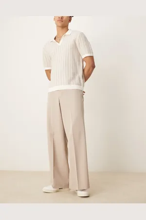 ASOS Pantalones de vestir color de pernera muy ancha con pinzas delanteras de -Neutro