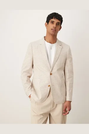 ASOS Americana color a cuadros vichy de corte slim de mezcla de lino de -Neutro
