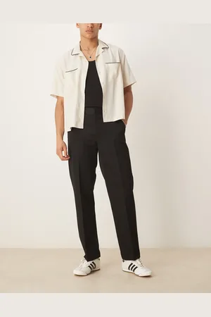 ASOS Pantalones de vestir negros de pernera recta con cinturilla elástica de